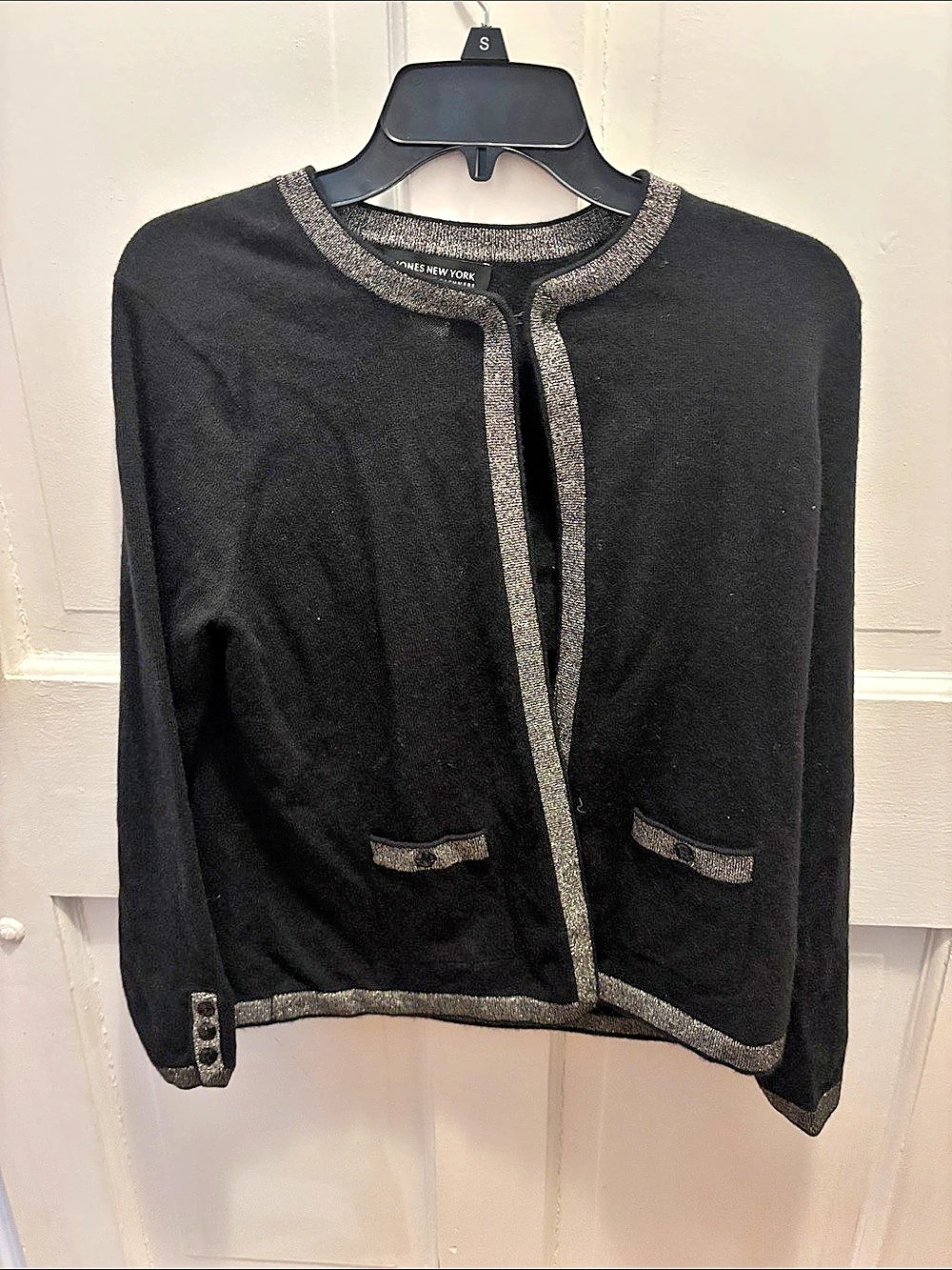 Jones New York Black with SilverTrim Jacket Medium Like New